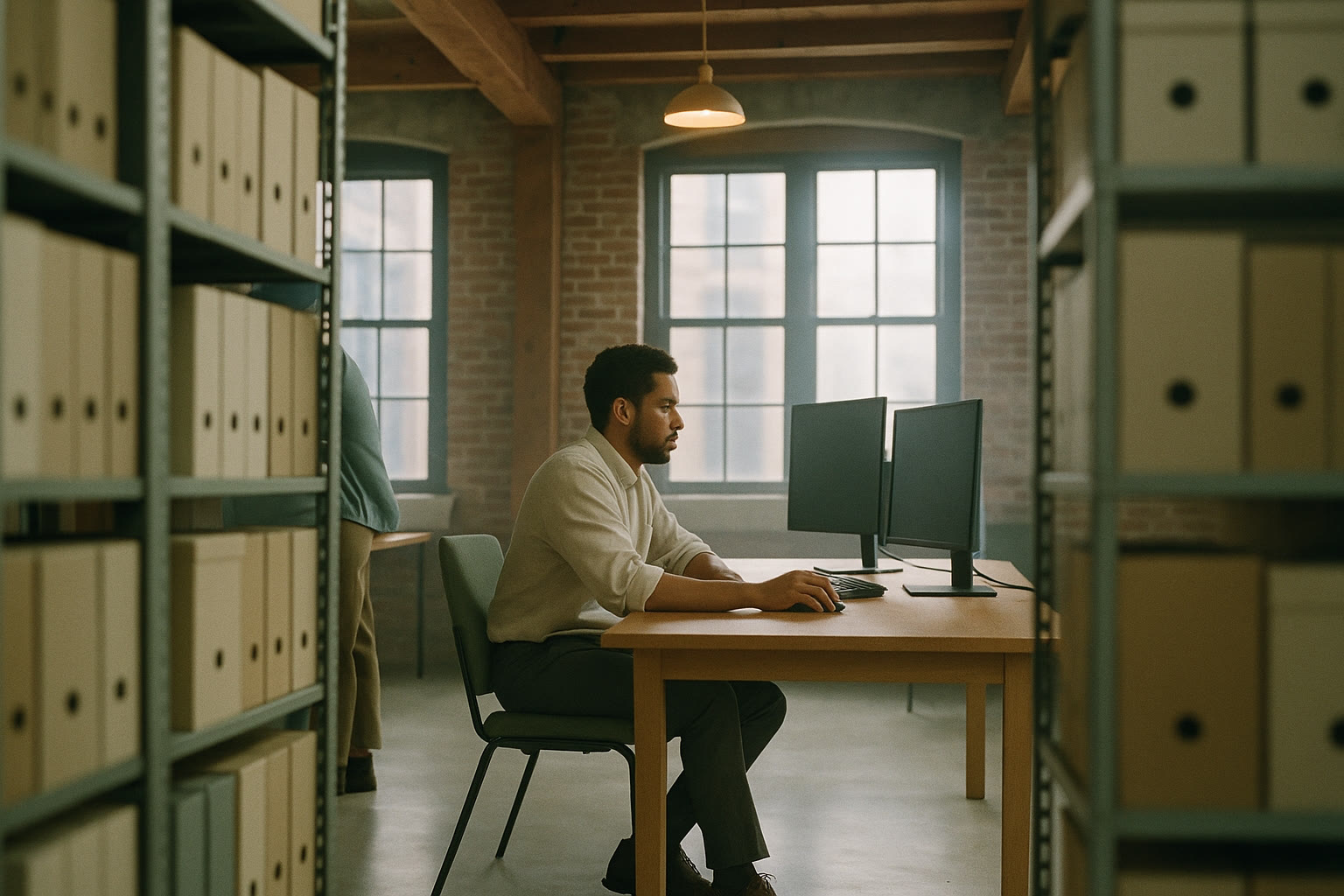 A consultant working at a desk