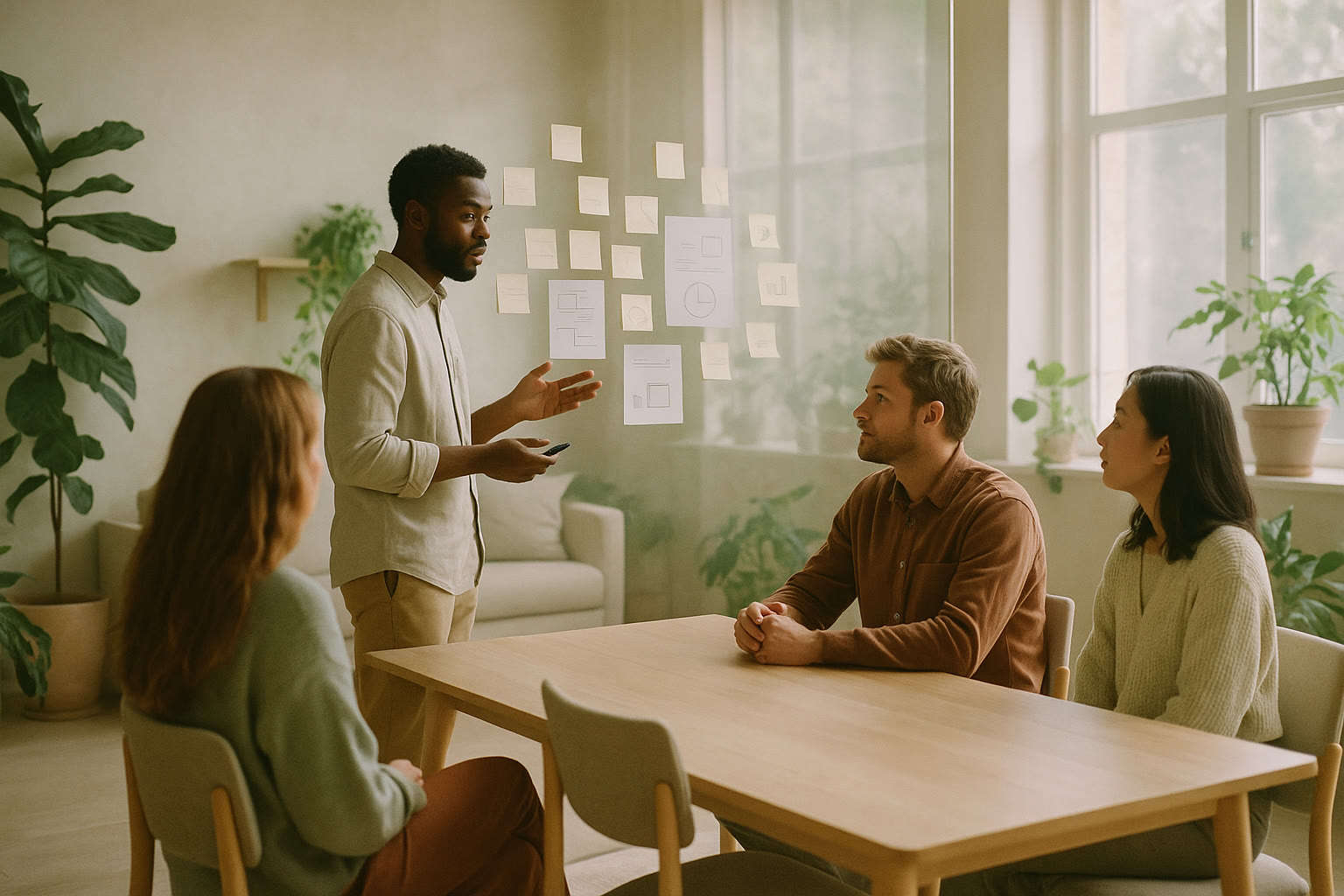 A team in discussion around a table